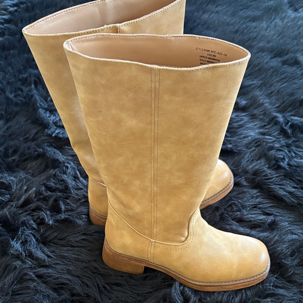 New York & Company Tan Mid-Calf Heeled Boots